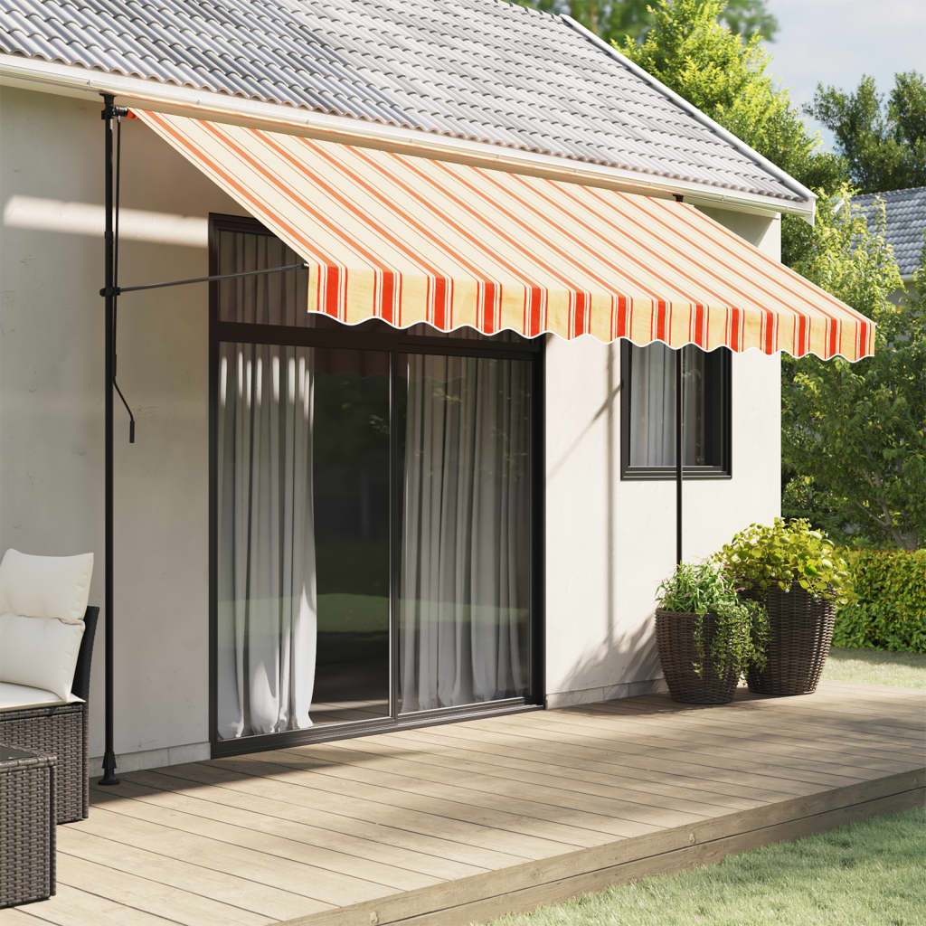 Tecido de substituição para sanefa de toldo 350 cm riscas amarelo/laranja