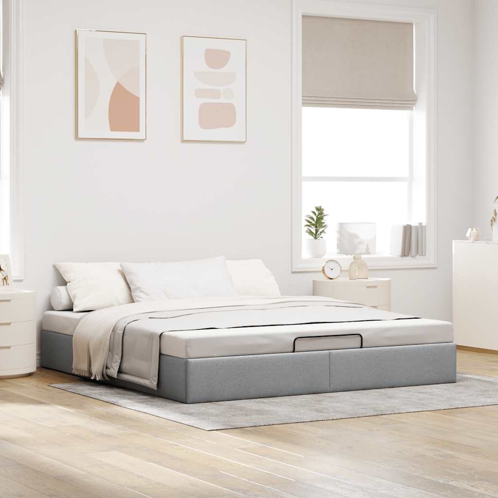 Estrutura de cama otomana sem colchão 200x200 cm cinzento-claro