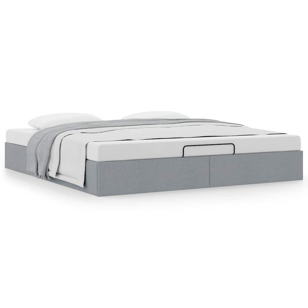 Estrutura de cama otomana sem colchão 200x200 cm cinzento-claro