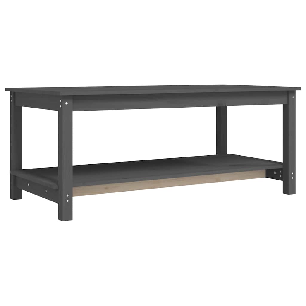 Mesa de centro 110x55x45 cm madeira de pinho maciça cinzento