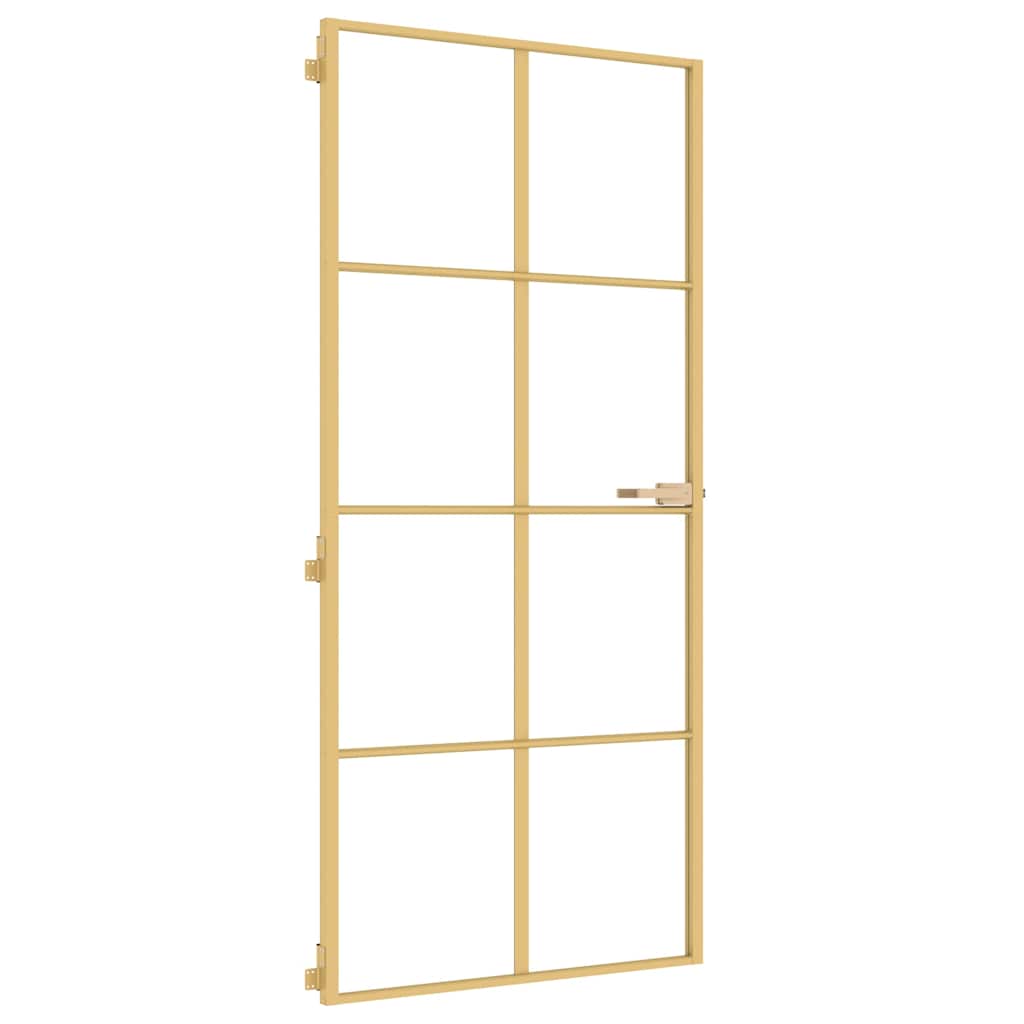 Porta interior 93x201,5 cm vidro temperado e alumínio dourado