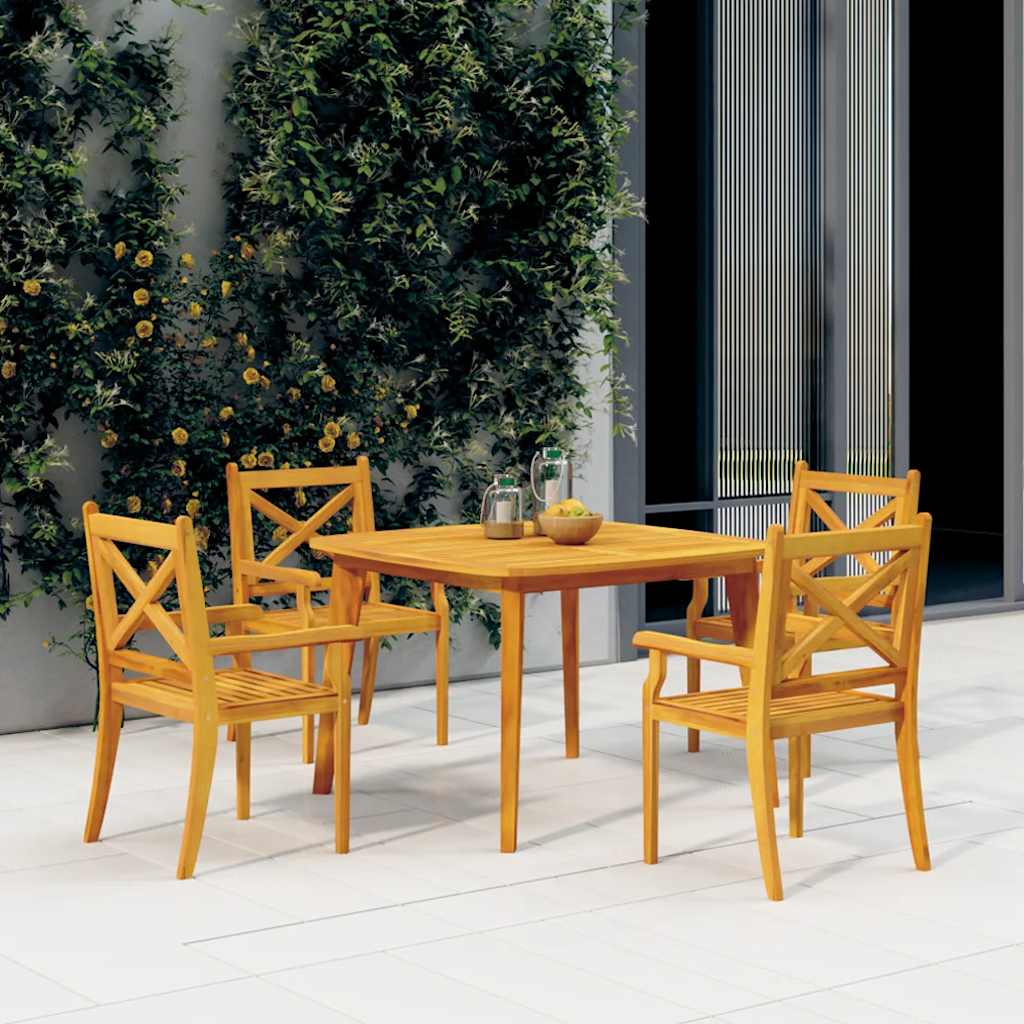 5 Pcs conjunto de jantar para jardim madeira de acácia maciça