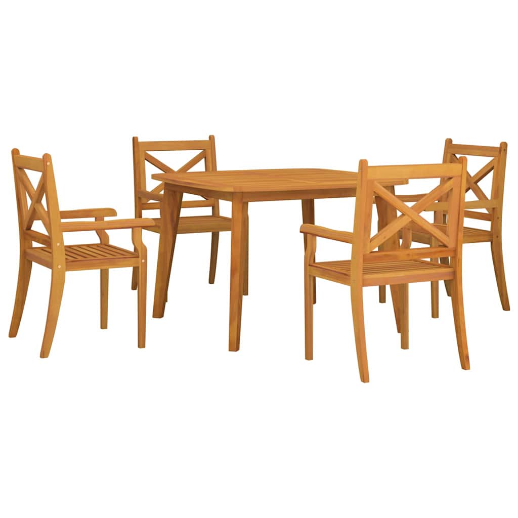5 Pcs conjunto de jantar para jardim madeira de acácia maciça