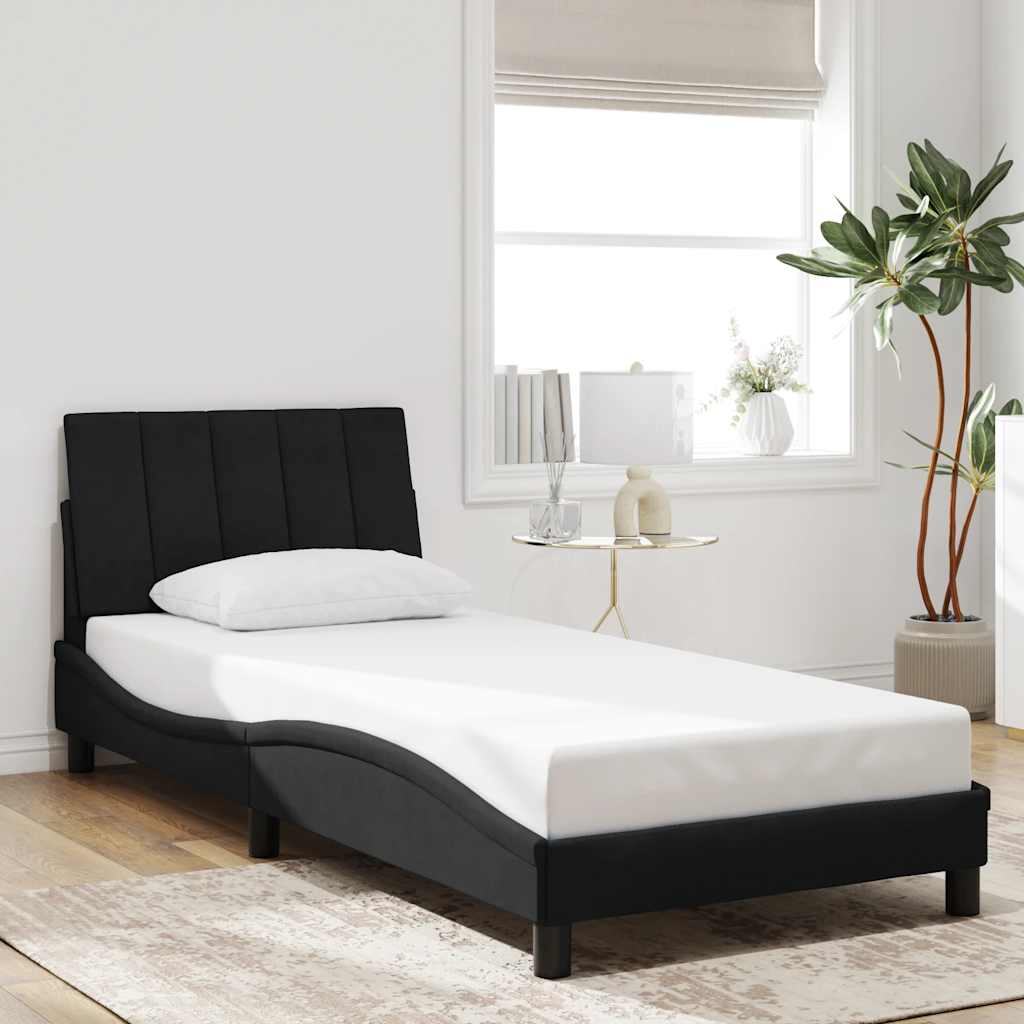 Estrutura de cama sem colchão hanko 90x190 cm veludo preto