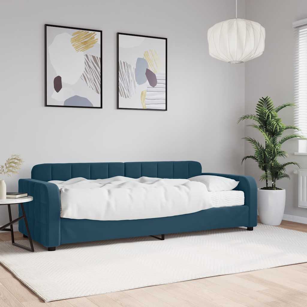Sofá-cama com colchão 80x200 cm veludo azul