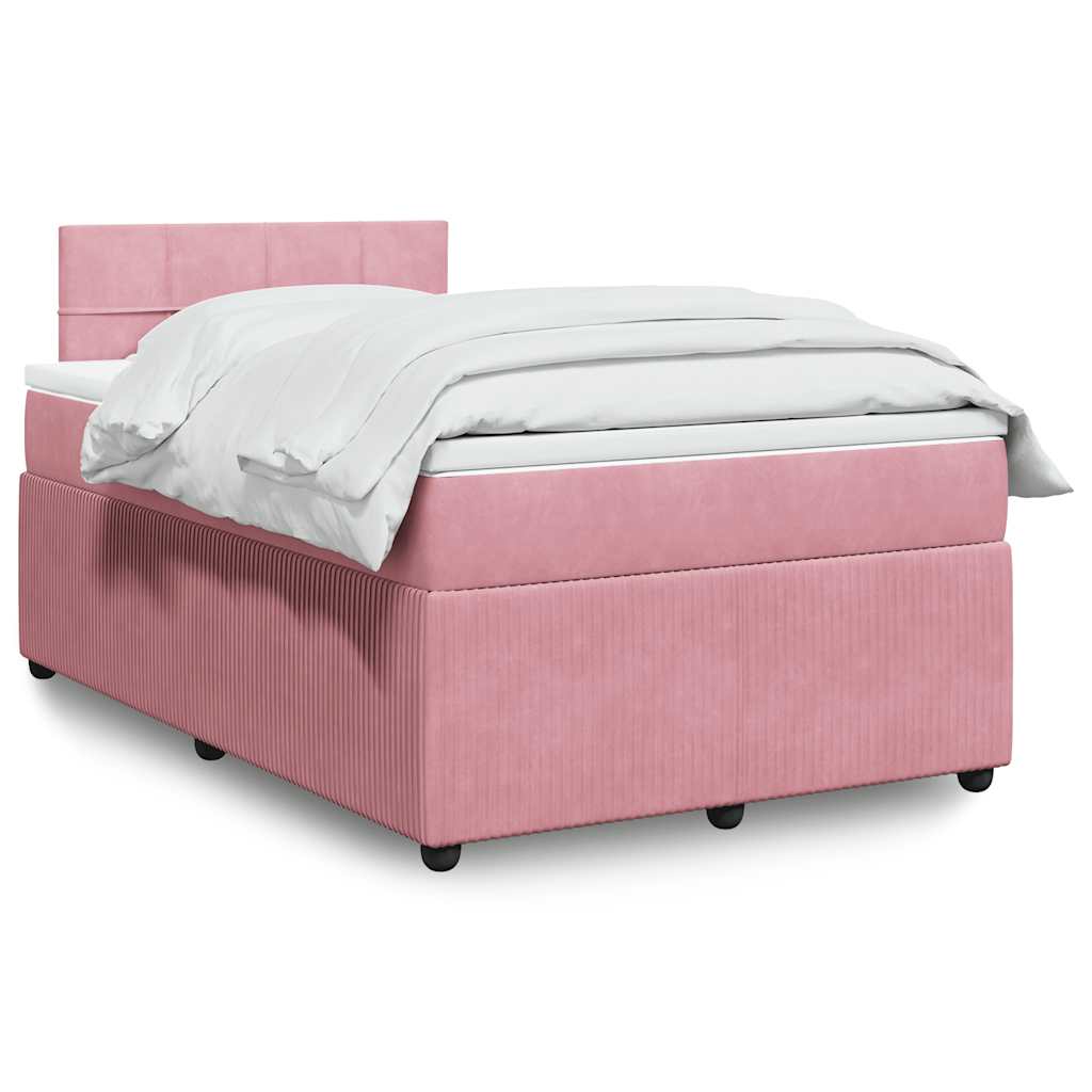 Cama boxspring com colchão 120x190 cm veludo rosa