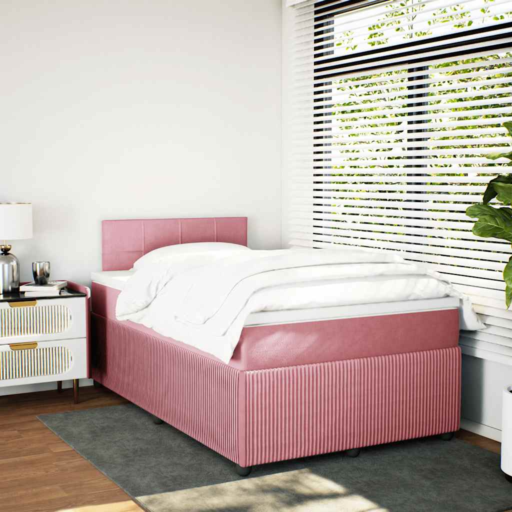 Cama boxspring com colchão 120x190 cm veludo rosa