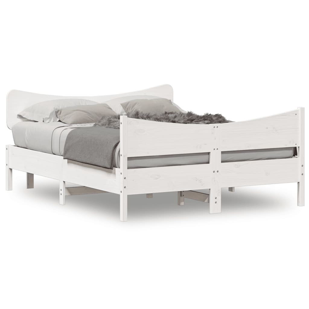 Cama sem colchão 135x190 cm madeira de pinho maciça branco