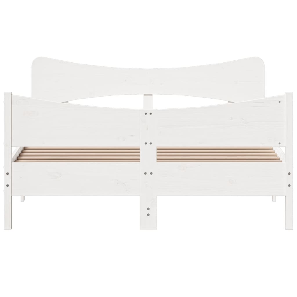 Cama sem colchão 135x190 cm madeira de pinho maciça branco