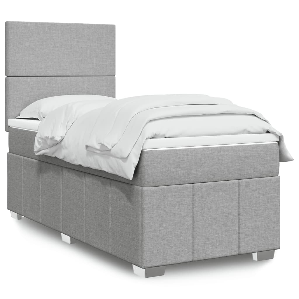 Cama com molas/colchão 90x200 cm tecido cinza-claro