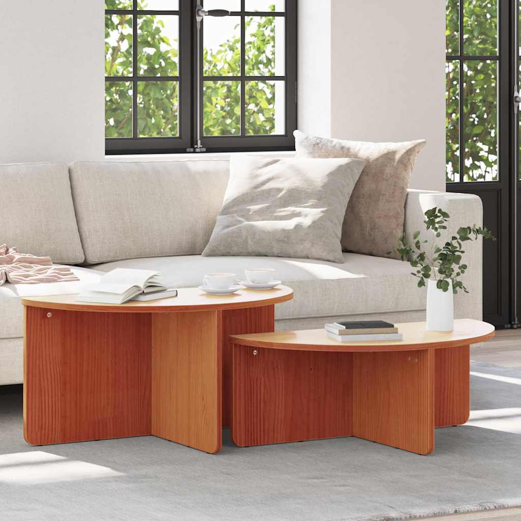Mesa de centro 2 unid. marrom cera 79 x 39,5 x 40 cm