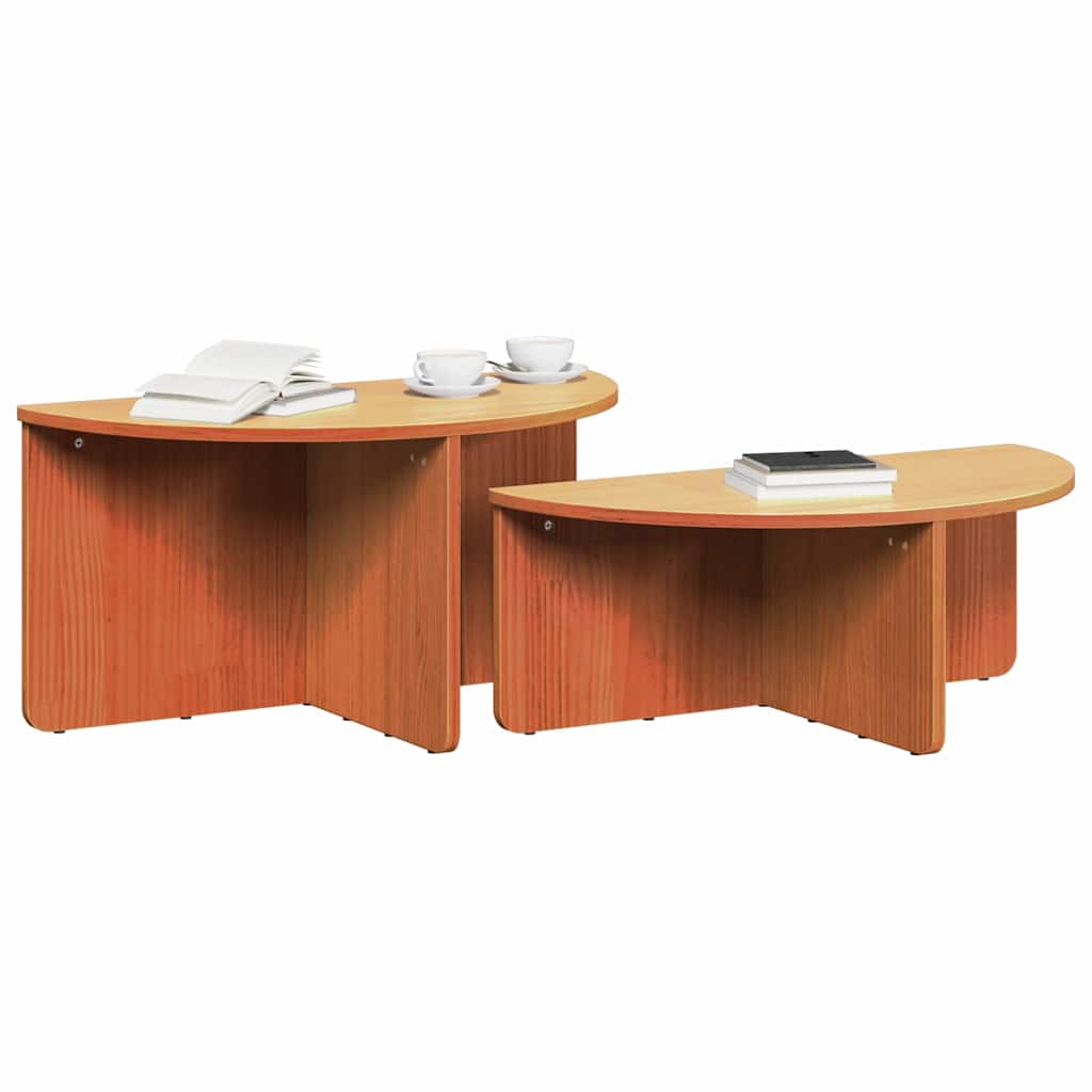 Mesa de centro 2 unid. marrom cera 79 x 39,5 x 40 cm