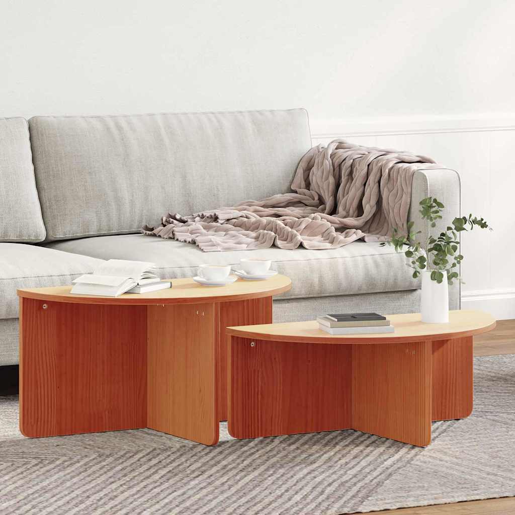 Mesa de centro 2 unid. marrom cera 79 x 39,5 x 40 cm