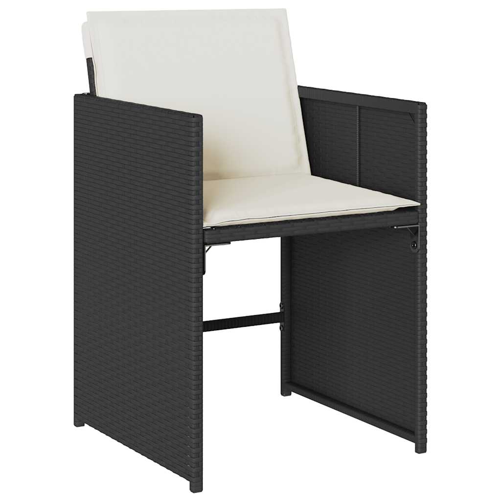 15 Pcs conjunto de jantar p/jardim com almofadões vime PE preto