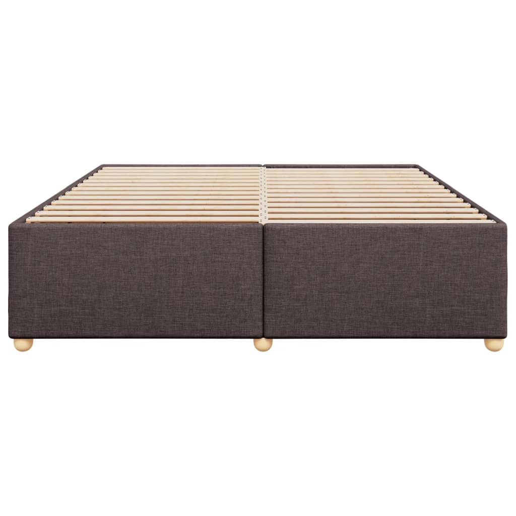 Estrutura de cama sem colchão 200x200 cm tecido castanho-escuro
