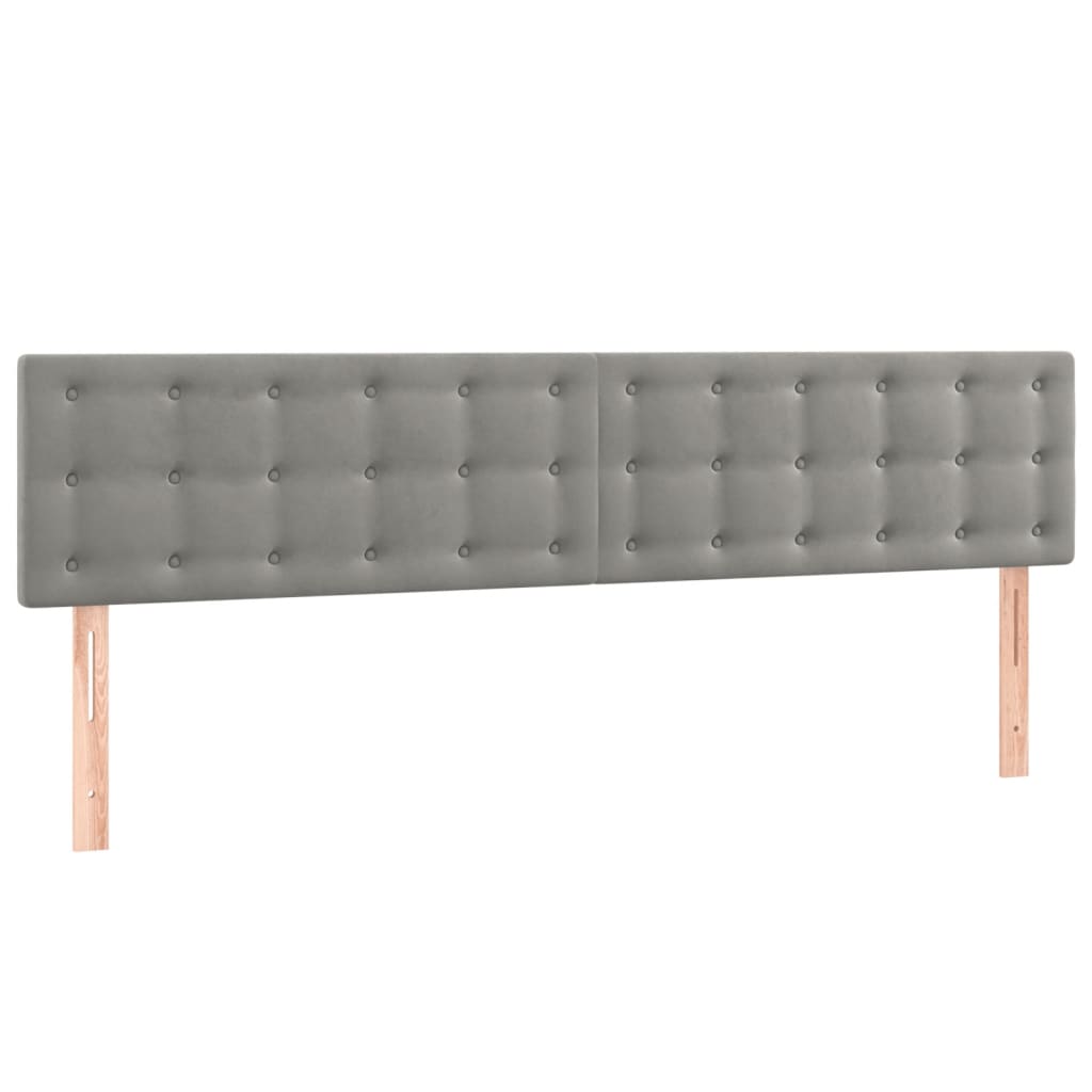 Cabeceira de cama c/luzes LED veludo 200x5x78/88 cm cinza-claro