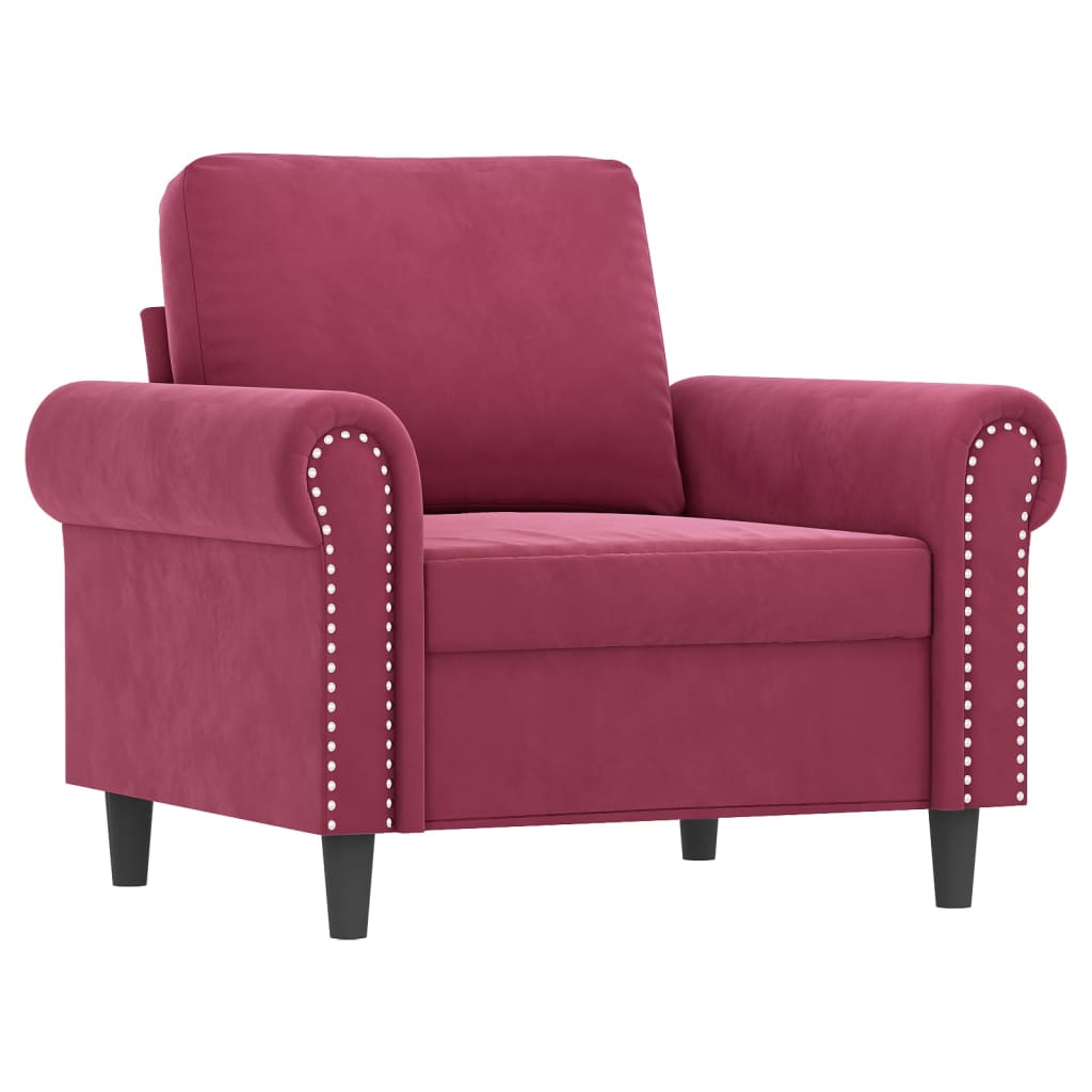 4 Pcs conjunto de sofás com almofadões veludo vermelho tinto
