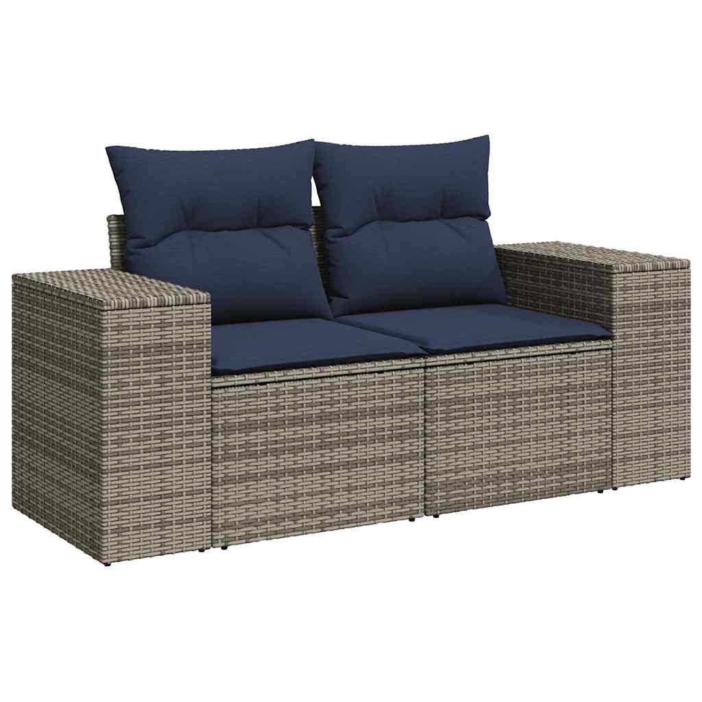 5 Pcs conjunto sofás de jardim c/ almofadões acácia e vime PE