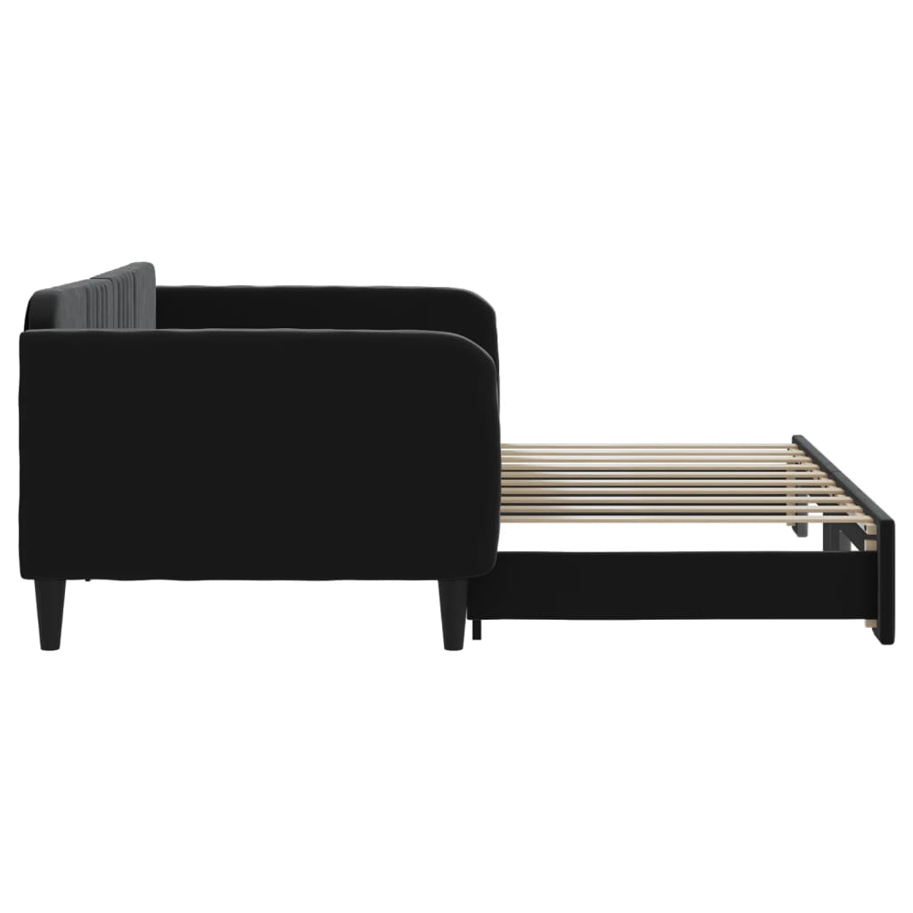Sofá-cama com gavetão 90x190 cm veludo preto