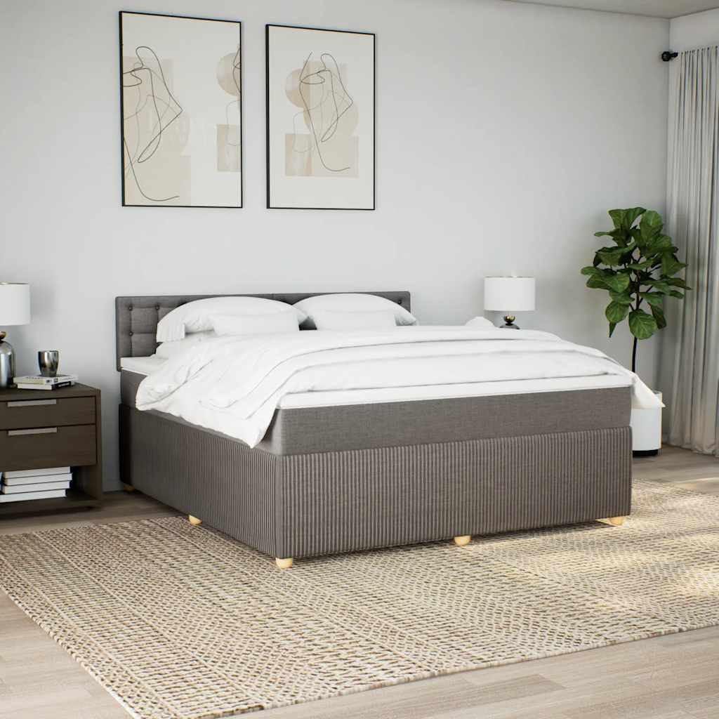 Cama com molas/colchão 180x200 cm tecido castanho-acinzentado