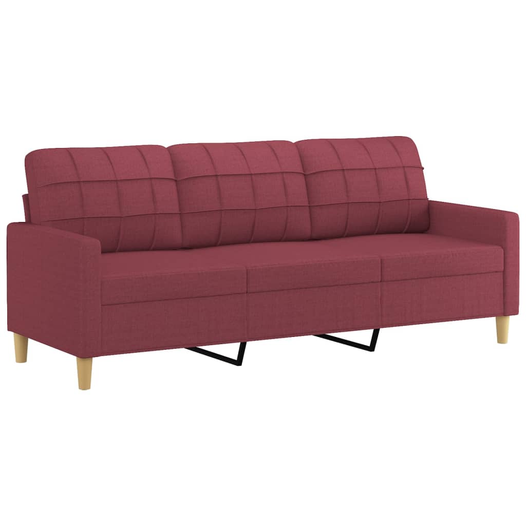 Sofá 3 lug. + almofadas decorativas 180cm tecido vermelho tinto
