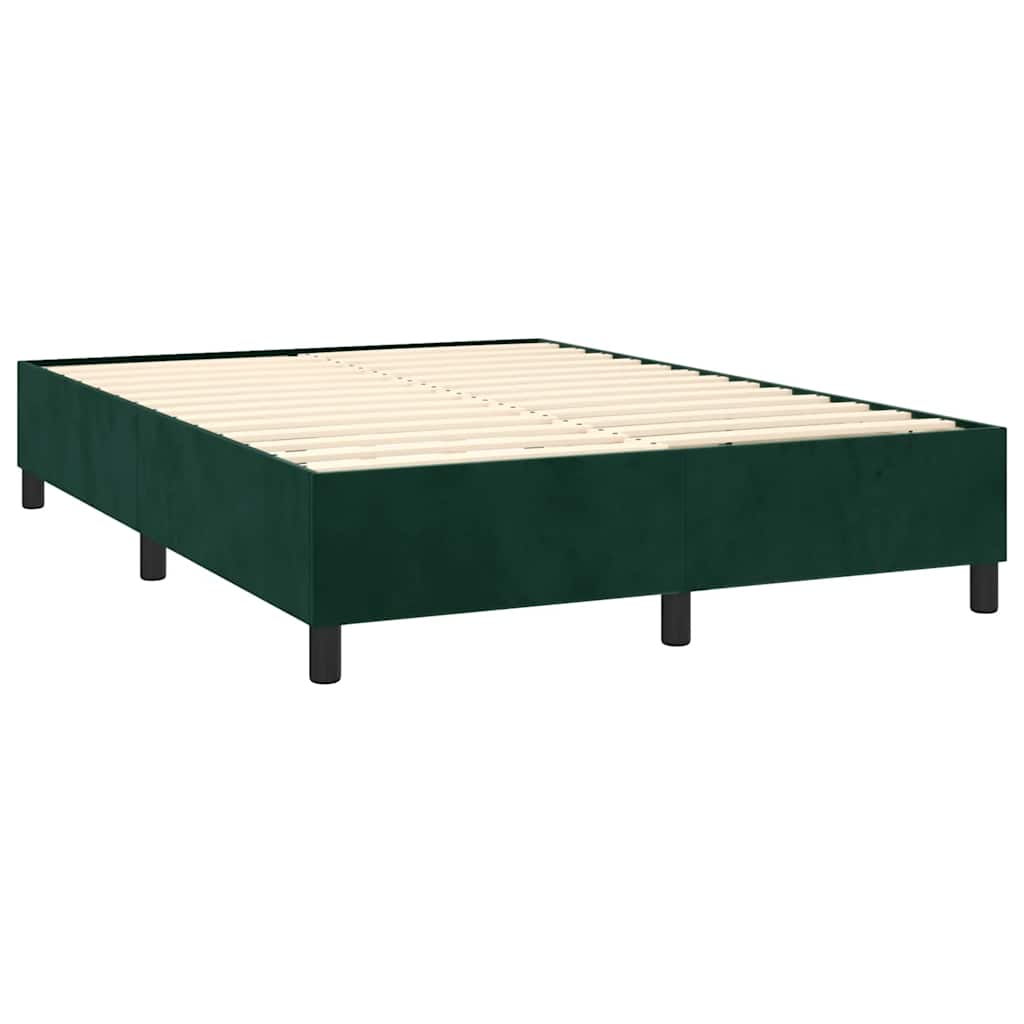 Cama com molas/colchão 140x190 cm veludo verde-escuro