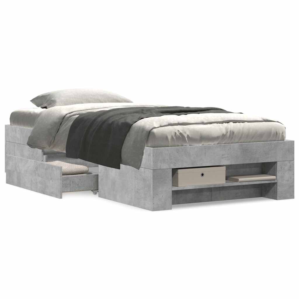 Estrutura de cama 100x200 cm derivados de madeira cinza sonoma