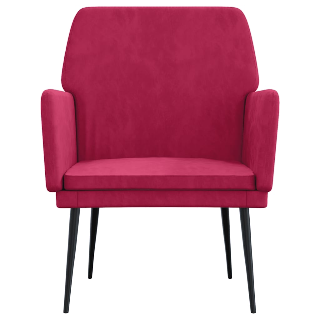 Cadeira c/ apoio de braços 62x79x79 cm veludo vermelho tinto