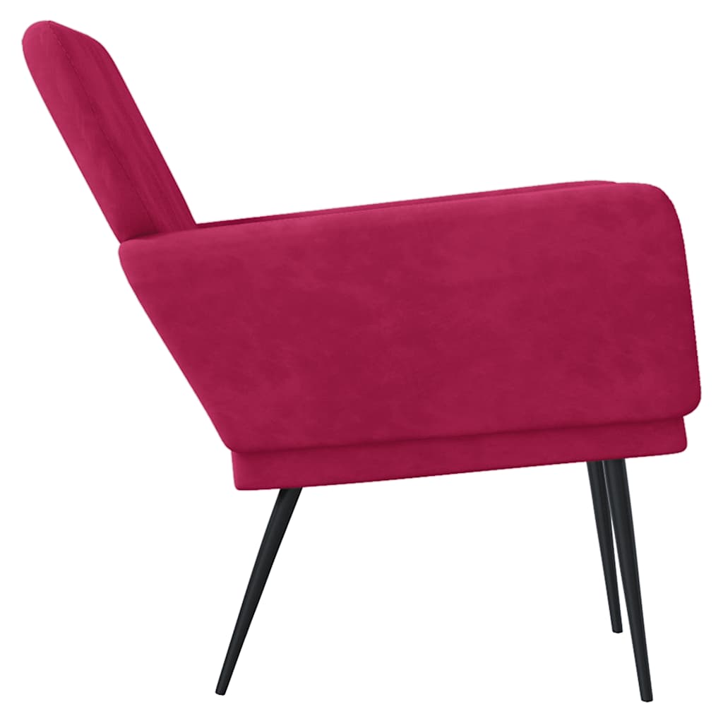 Cadeira c/ apoio de braços 62x79x79 cm veludo vermelho tinto