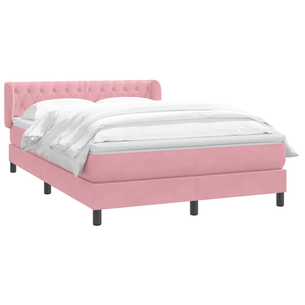 Cama com molas/colchão 140x220 cm veludo rosa