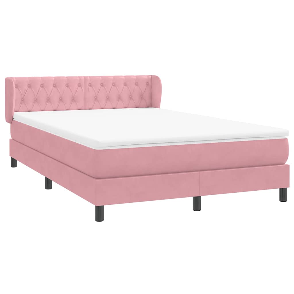 Cama com molas/colchão 140x220 cm veludo rosa