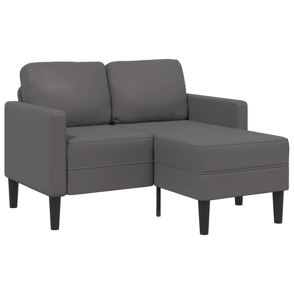 Sofá 2 lugares com chaise em l 125 cm couro artificial cinzento