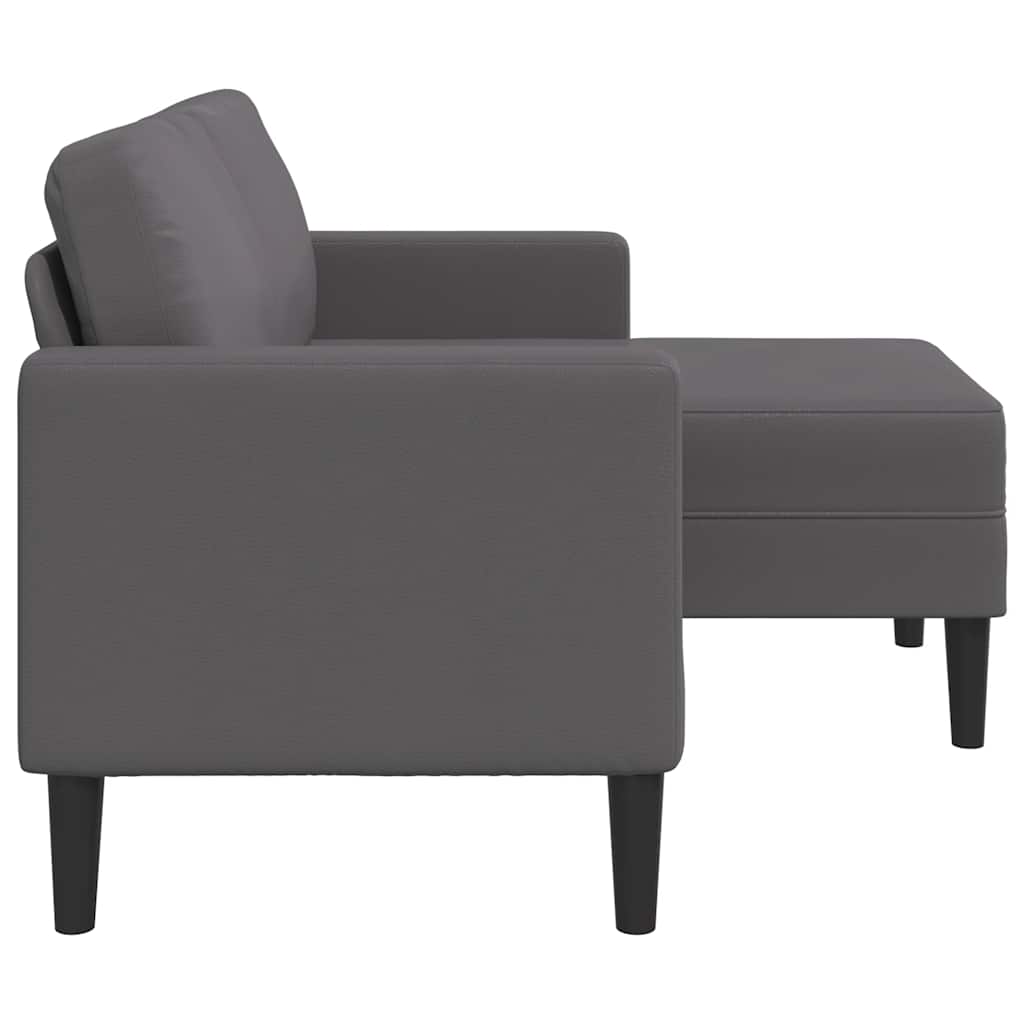 Sofá 2 lugares com chaise em l 125 cm couro artificial cinzento