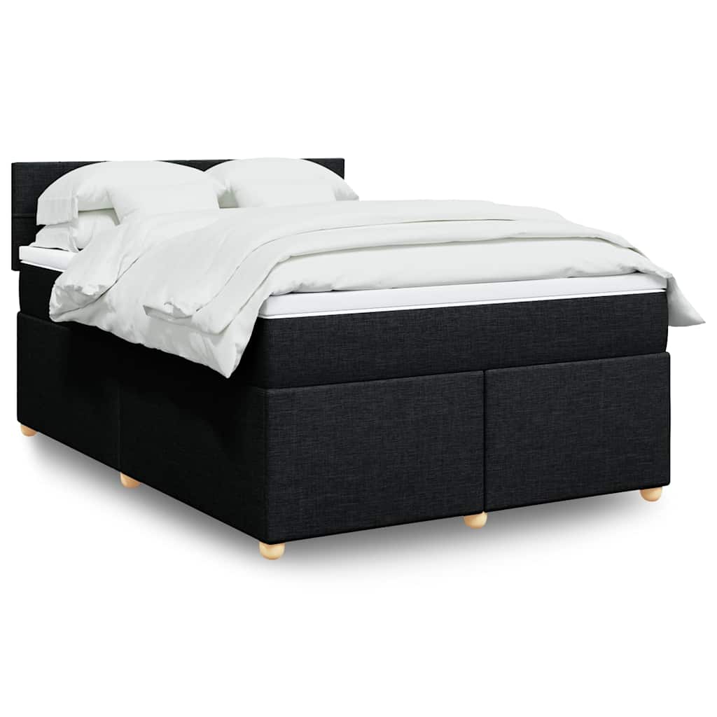 Cama com molas/colchão 140x190 cm tecido preto