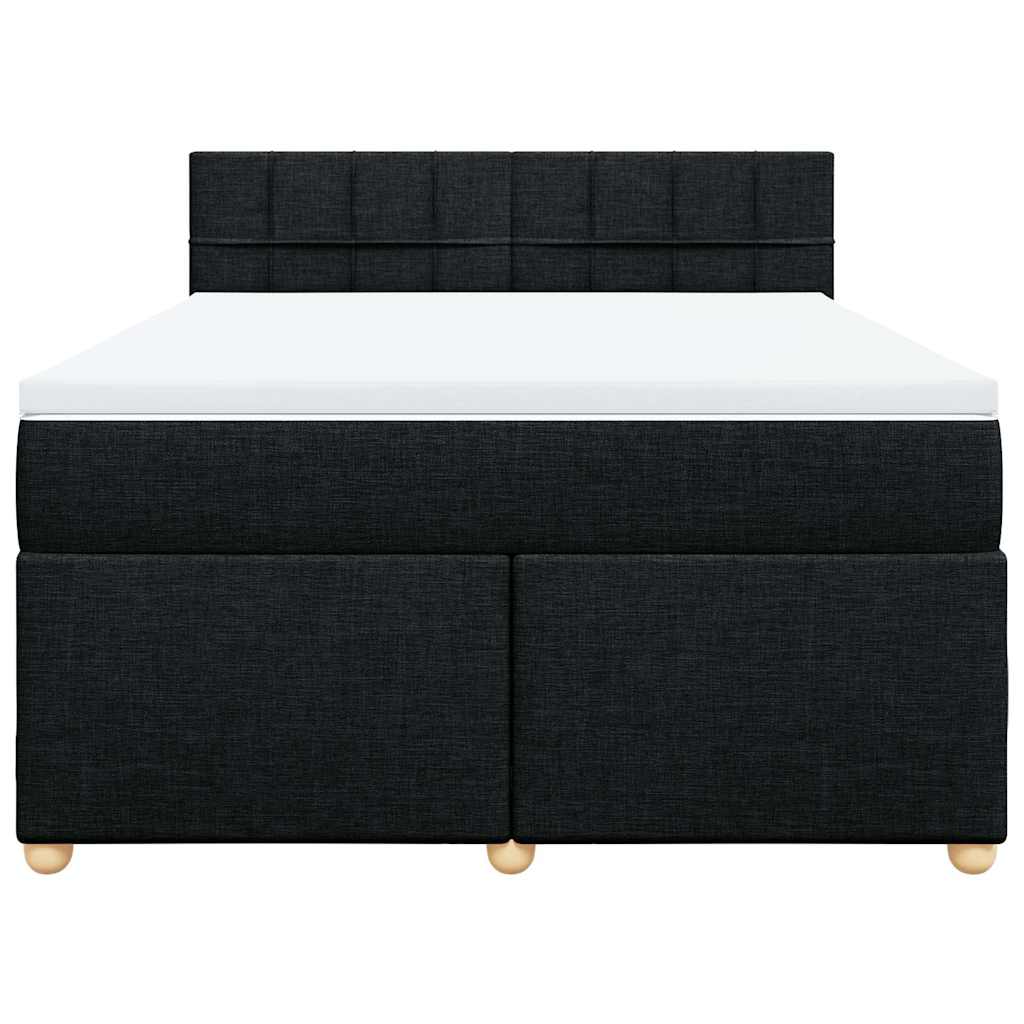 Cama com molas/colchão 140x190 cm tecido preto