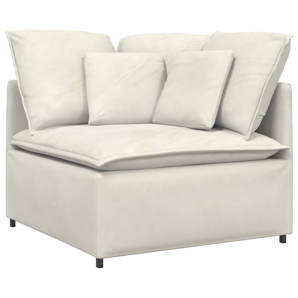 Sofá modular com almofadas veludo creme