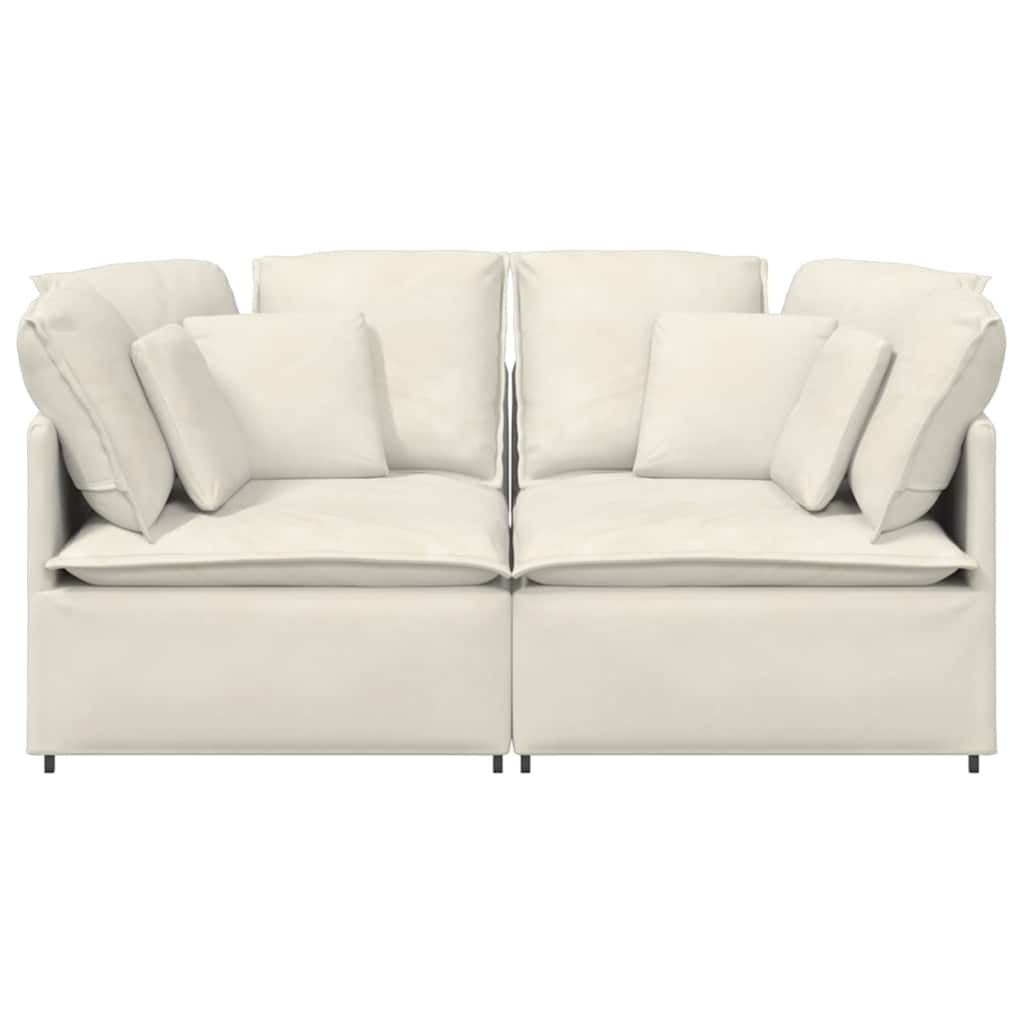 Sofá modular com almofadas veludo creme