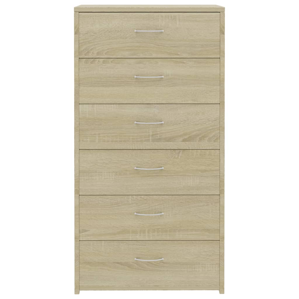 Aparador com 6 gavetas 50x34x96 cm contraplacado cor carvalho