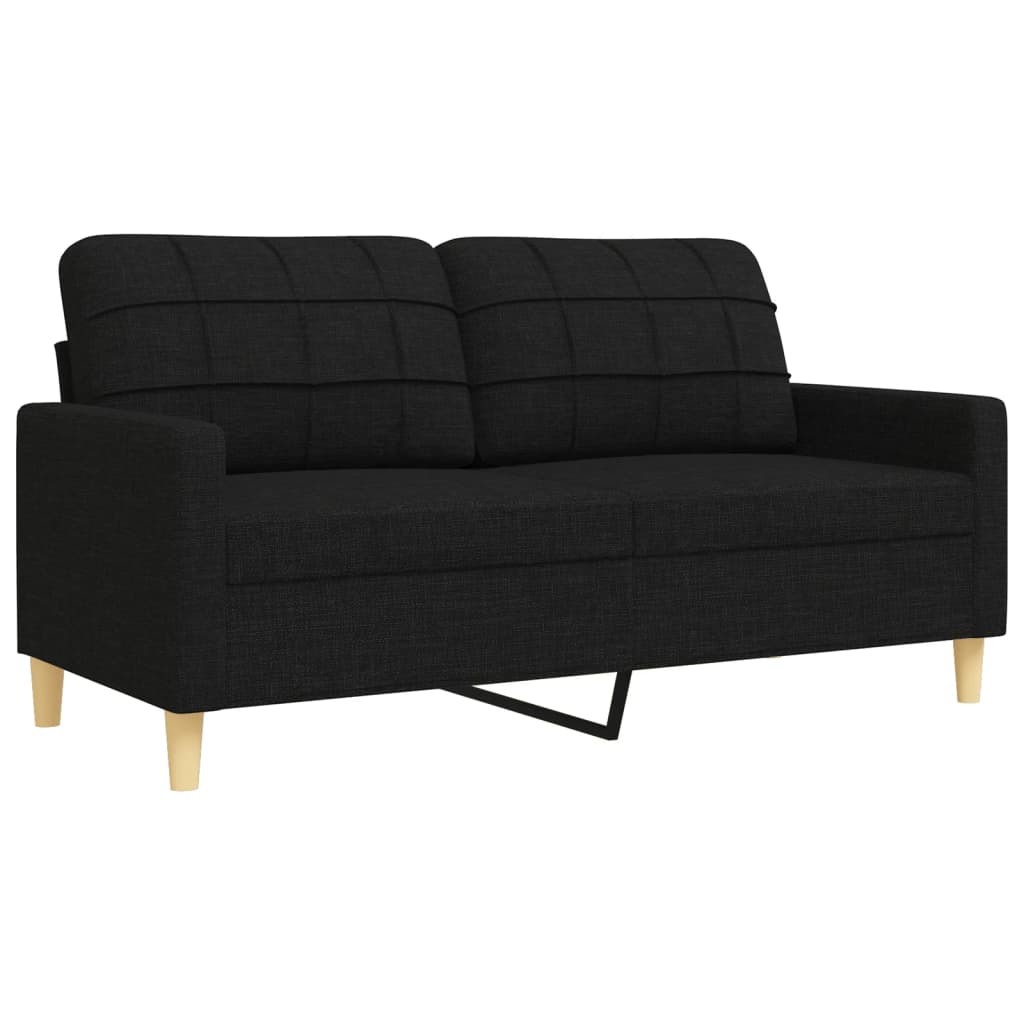 2 Pcs conjunto de sofás com almofadas decorativas tecido preto
