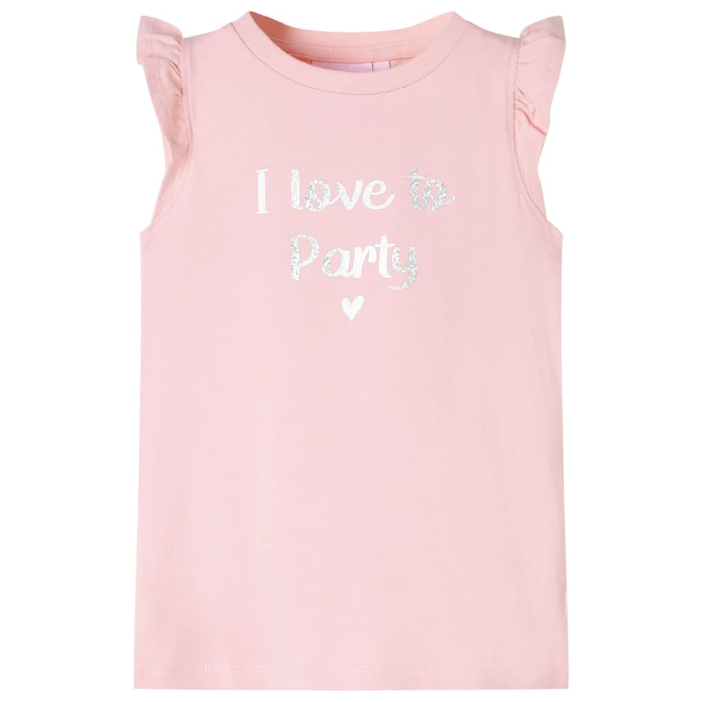 T-shirt para criança manga com folhos rosa-claro 104