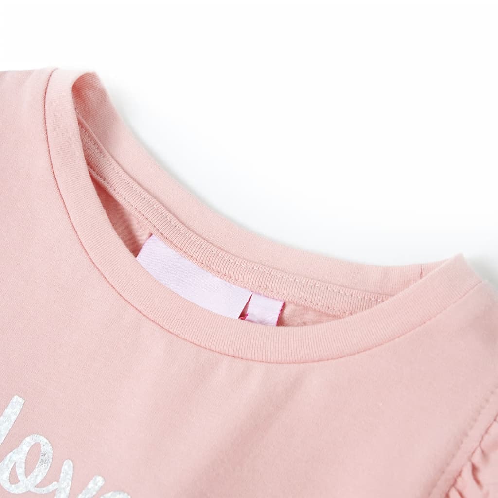T-shirt para criança manga com folhos rosa-claro 104