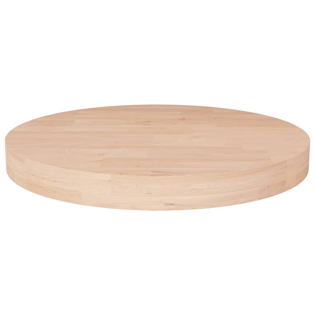 Tampo de mesa redondo ø50x4 cm carvalho maciço não tratado