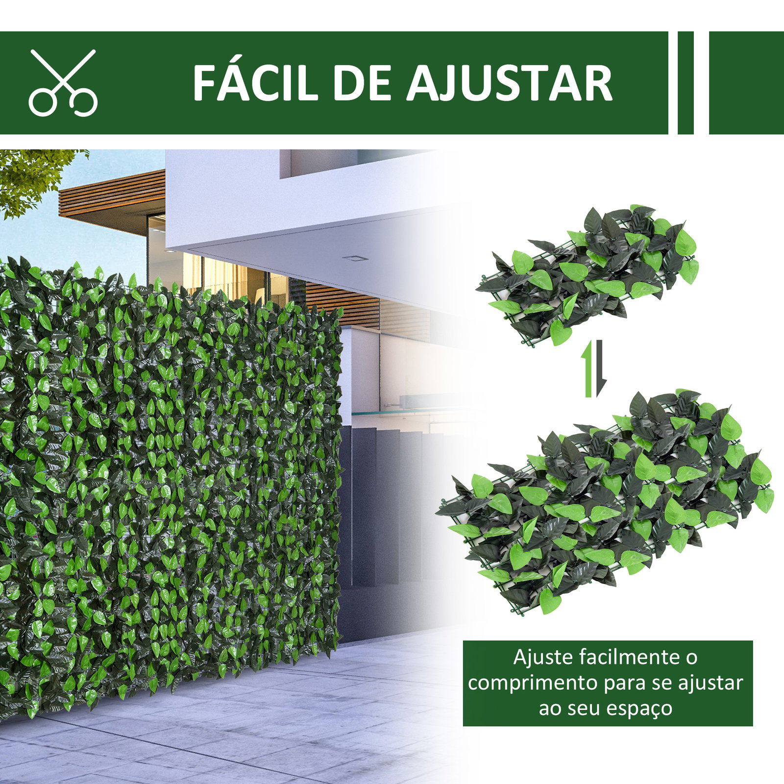 Vedação artificial em rolo 3x1m para balcão jardim exterior planta decorativa de parede PE verde
