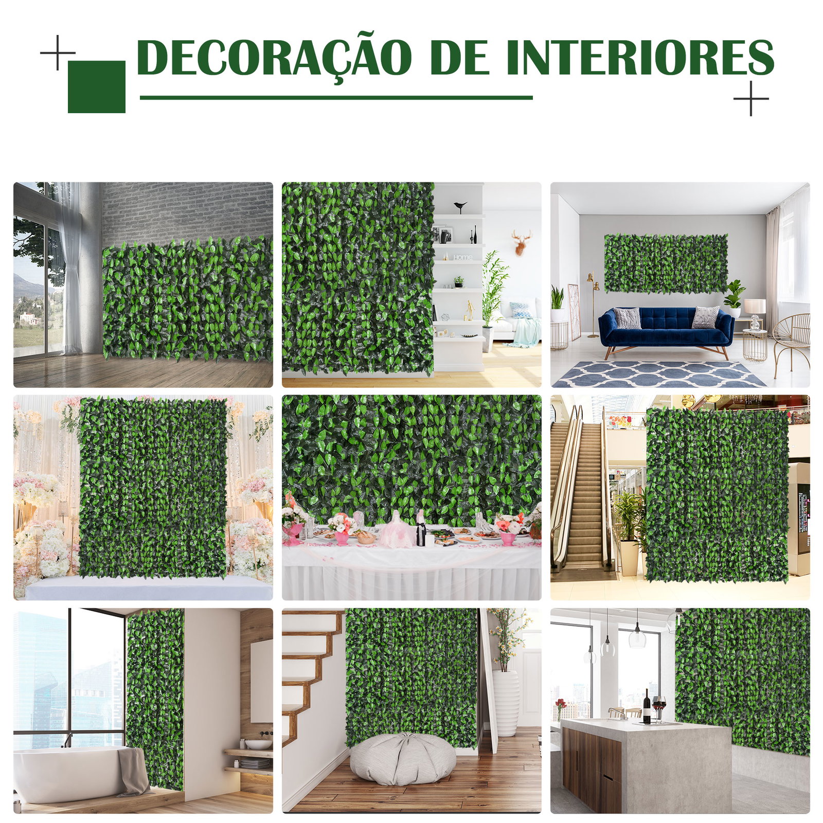Vedação artificial em rolo 3x1m para balcão jardim exterior planta decorativa de parede PE verde