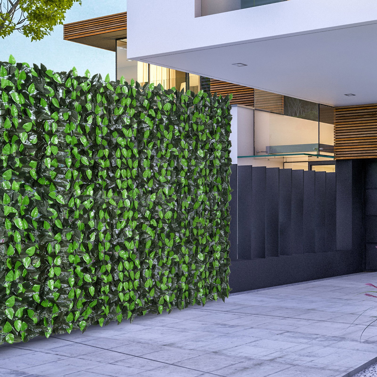Vedação artificial em rolo 3x1m para balcão jardim exterior planta decorativa de parede PE verde