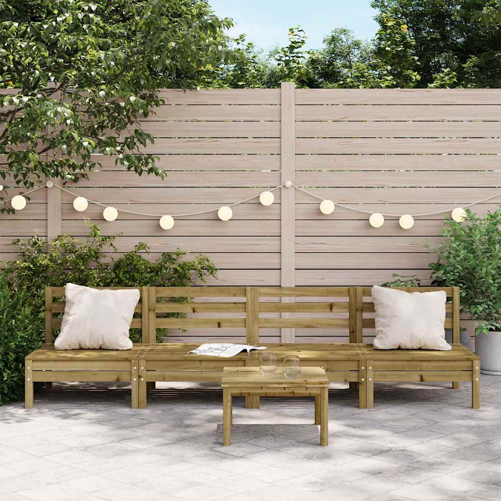 Sofás s/ apoios braços p/ jardim 4 pcs madeira pinho impregnada