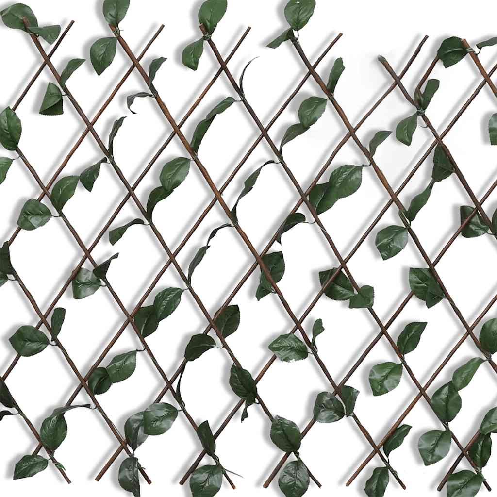 Cerca em treliça salgueiro c/ folhas artificiais 5 pcs 180x90cm