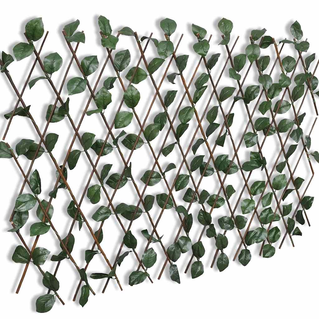 Cerca em treliça salgueiro c/ folhas artificiais 5 pcs 180x90cm