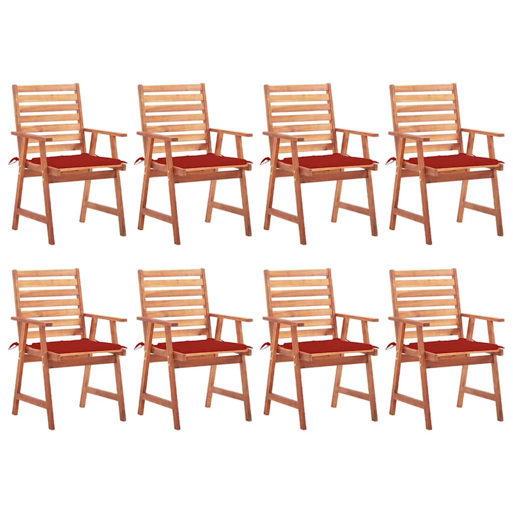 Cadeiras de jantar p/ jardim 8 pcs c/ almofadões acácia maciça