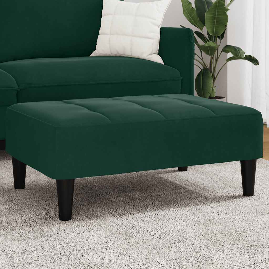 Apoio de pés 77x55x31 cm veludo verde-escuro